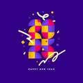 2025 new year logo. Greeting design with multicolored number of year. Design with grainy texture and squiggle lines.